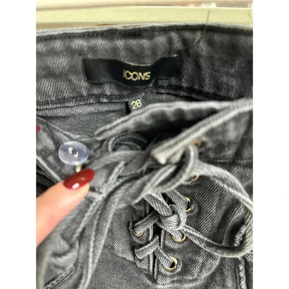 ICONS Objects of Devotion Valhalla Skinny Seam Jeans Stone Black Size 26 - Picture 7 of 9